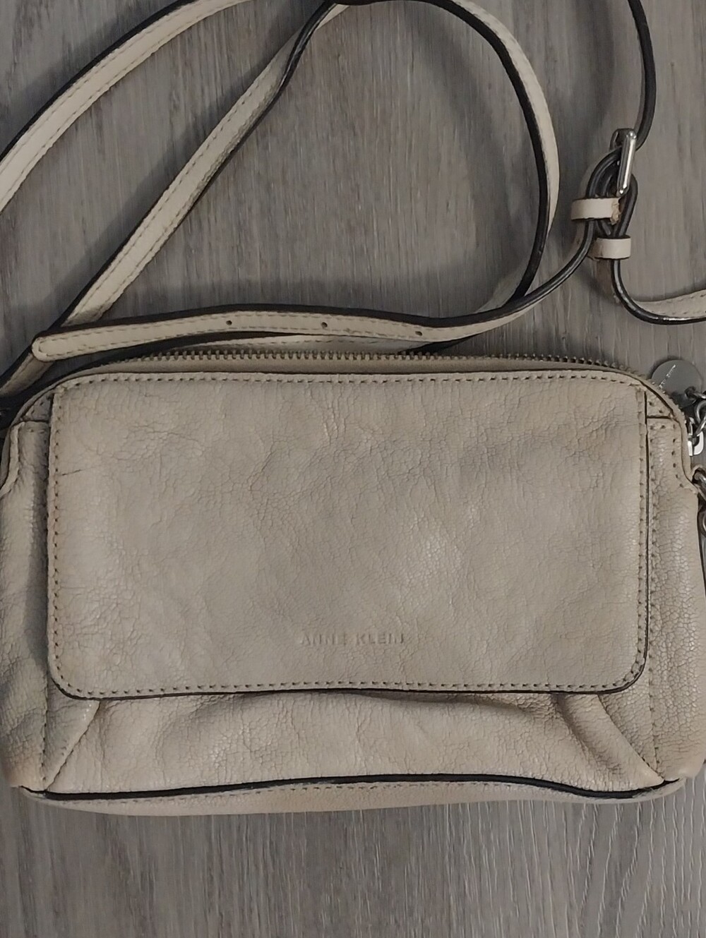 Anne Klein Leather Cream Crossbody Bag